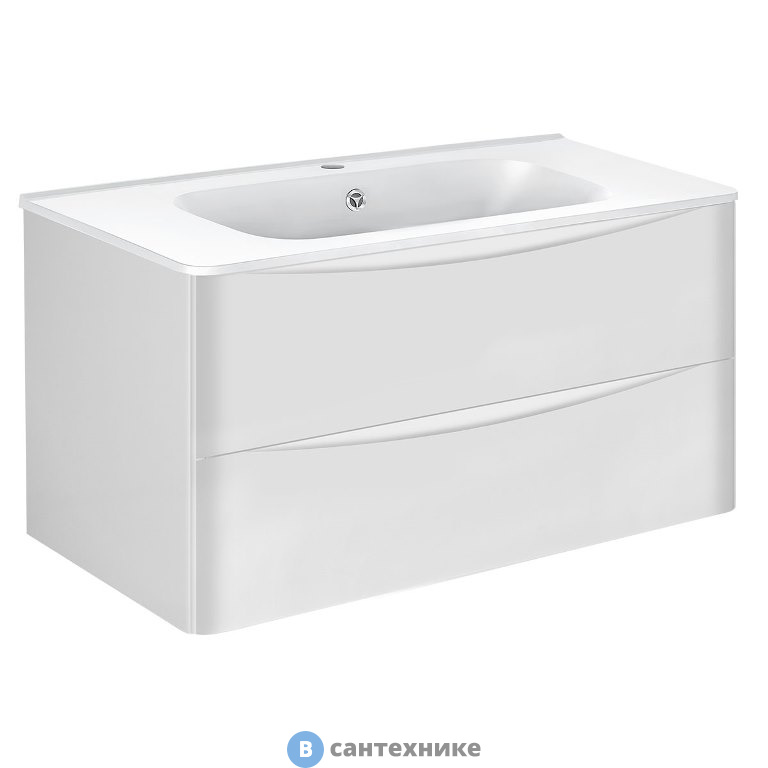 Тумба под раковину Vincea Paola 1000 подвесная, 2 выкатных ящика soft close, G.White (VMC-2P100GW)