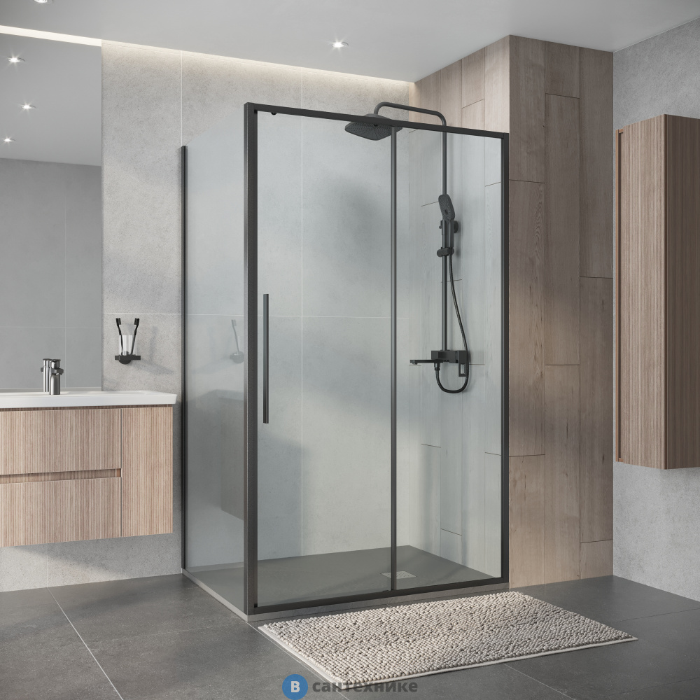 Душевое ограждение Niagara Nova NG-34-10AGR-A80GR-34 (100х80х195) прямоугольник, раздвижная, графит, стекло прозрачное