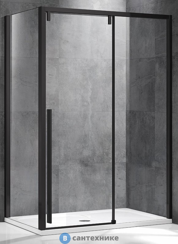 Душевой уголок Vincea Lugano VSR-1L9015CLB-1, 1500*900, черный, стекло прозрачное, без поддона