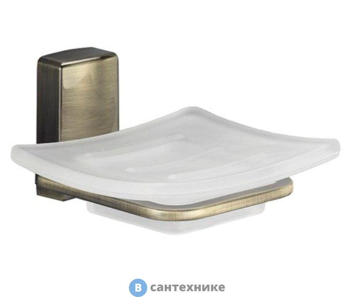 WasserKRAFT Exter K-5229 Мыльница стеклянная металл, уплотнительные пластиковые кольца, матовое стекло, покрытие "светлая бронза"