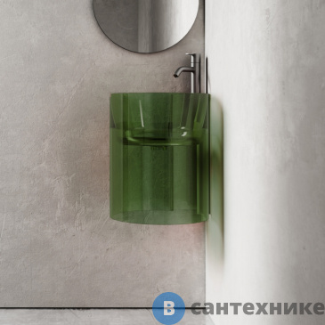 картинка Раковина ABBER Kristall AT2705Emerald подвесная прозрачная угловая зеленая