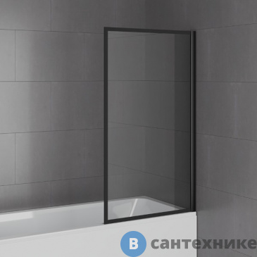 картинка Шторка Paini Paini-ScreenWT80F на ванну Screen 80 см, неподвижная, принт рамка, проф. чёрный