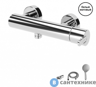 картинка Смеситель Cezares LEAF-D-BIO для душа однорычажный, белый матовый