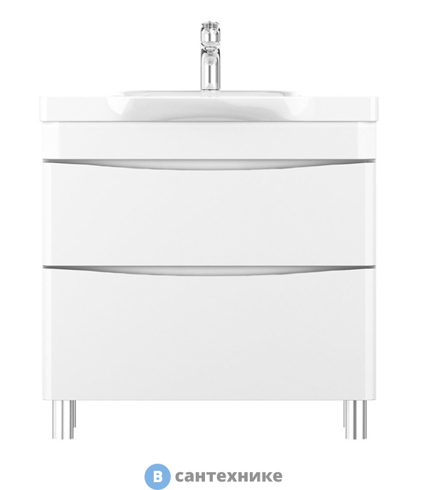 Тумба под раковину AM.PM Like M80FSX0802WG напольная, 80 см, 2 ящика, белый, глянцевая