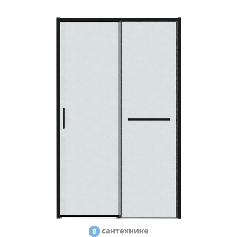 Дверь в нишу Grossman Style 100.K33.05.120.21.02 (120*195) черный матовый, стекло шиншилла