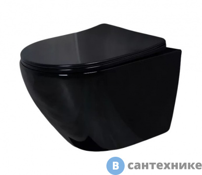 картинка Унитаз подвесной GID-ceramic Tr2198-18 чёрный глянцевый (490х360х360)