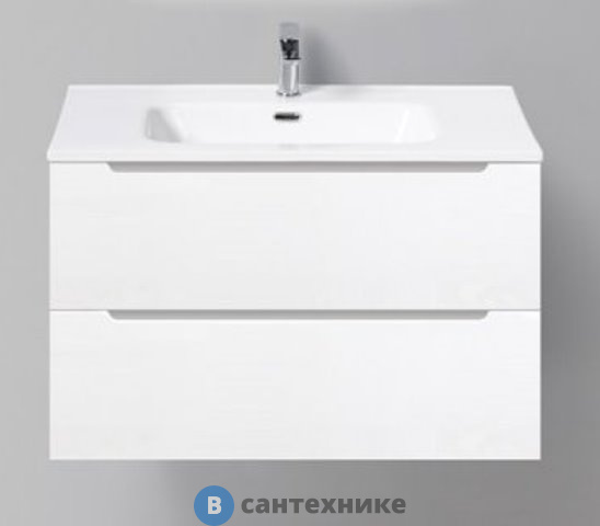 Тумба под раковину BelBagno 80 см ETNA-800-2C-SO-BL-P подвесная с двумя выкатными ящиками Bianco Lucido