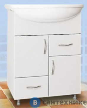 картинка Тумба под раковину MDW УЮТ-55-3 2 двери, 2 ящика белая (под ум. Уют-55) /0861/