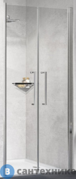 картинка Дверь для душа NOVELLINI YOUNG 880-920х2000 мм, распашная, двухстворчатая, открывание внутрь и наружу, профиль хром, стекло прозрачное (Y22B87-1K)