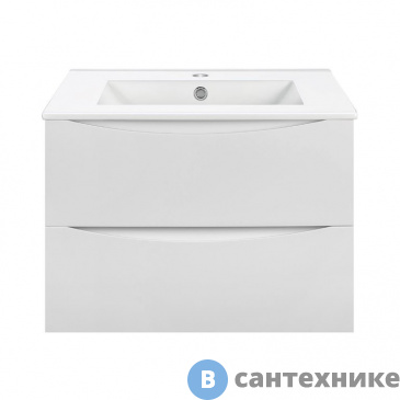 картинка Тумба под раковину Vincea Mia 600 подвесная, 2 выкатных ящика soft close, G.White (VMC-2MC600GW)