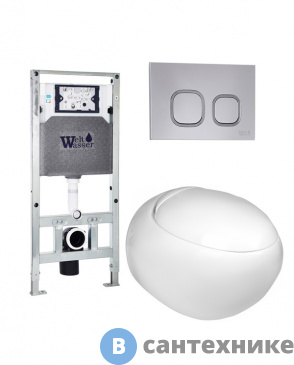 картинка Унитаз с инсталляцией WELTWASSER и кнопкой смыва (AMBERG 506 ST + JECKENBACH 004 GL-WT + AMBERG RD-CR)