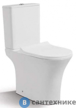 картинка Унитаз с бачком Cerutti  BERNINA 1217A (665*345*770) безободковый, крышка тонкая дюропласт с микролифтом быстросьемная (CT7193)