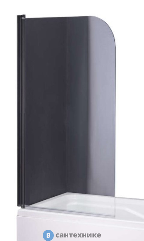 Шторка на ванну Taliente TA-0814CB прозр. стекло 6 мм, чёрный профиль 80*140 см