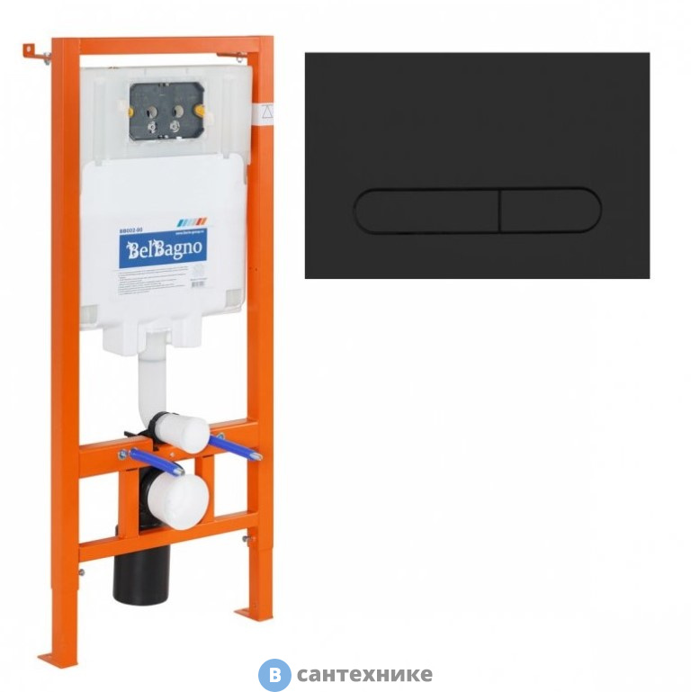 Комплект BelBagno 2 в 1 BB002-80/BB007-PR-NERO.M (инсталляция для унитазов BelBagno BB002-80 с кнопкой смыва BB007-PR-NERO.M)