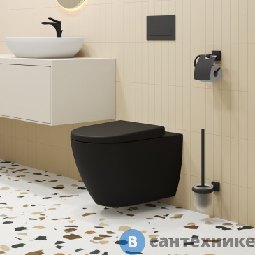 картинка Унитаз подвесной Ambassador Queen 113T20201R (570*360*400) чёрный матовый, безободковый