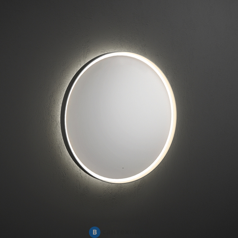 Зеркало Burgbad d900 мм с подсветкой по кругу 4250k (51 ватт), сенсорный выкл., Quarz Metallic (SIDG090)