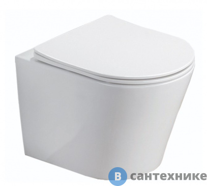 картинка Унитаз подвесной AZARIO Teramo AZ-0053 SP (круглый) безободковый, с сидением микролифт 480*365*360