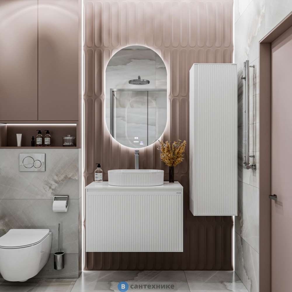 Тумба под раковину Grossman КРИСТАЛЛ-80 см с 1 ящ. подвесная белая глянец (108045)