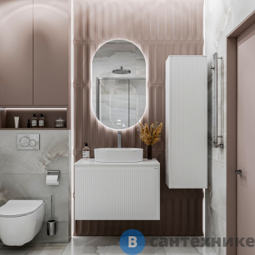 картинка Тумба под раковину Grossman КРИСТАЛЛ-80 см с 1 ящ. подвесная белая глянец (108045)