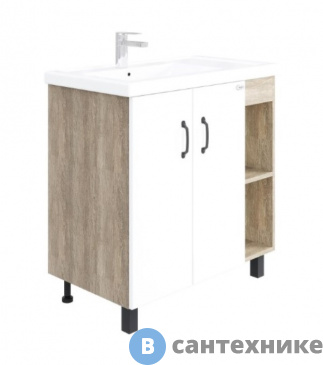 картинка Тумба с раковиной Onika ТИМБЕР 80.10 белый мат./ дуб сонома (правое крыло) (108045)