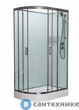 картинка Душевая кабина Frank F411R М Brilliant правосторонняя, низкий поддон, б/к (без крыши) матовое стекло