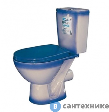 картинка Унитаз-компакт ROSA Соло декор синий н/п., под кн/арм.(бачок,+ 2ур.арм.Уклад, полипроп.сид.)