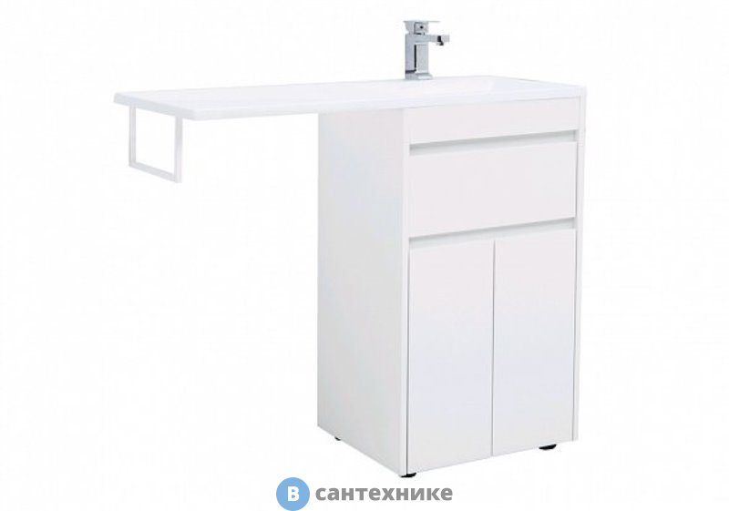Тумба под раковину Aquanet Токио 48 напольная 1 ящик 2 фасада белый глянец (237744)