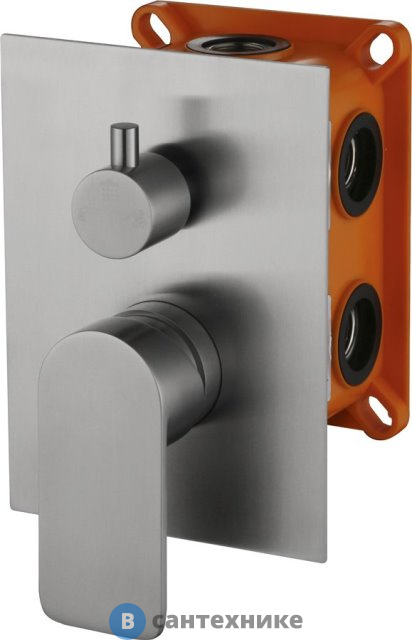 Смеситель BelBagno NOV-SDM-IN встраиваемый для душа с переключателем (3-х функциональный), нержавеющая сталь, исполнение сатин