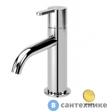 картинка Смеситель Cezares LEAF-LSM2-PO для раковины однорычажный, с донным клапаном, Gold PVD