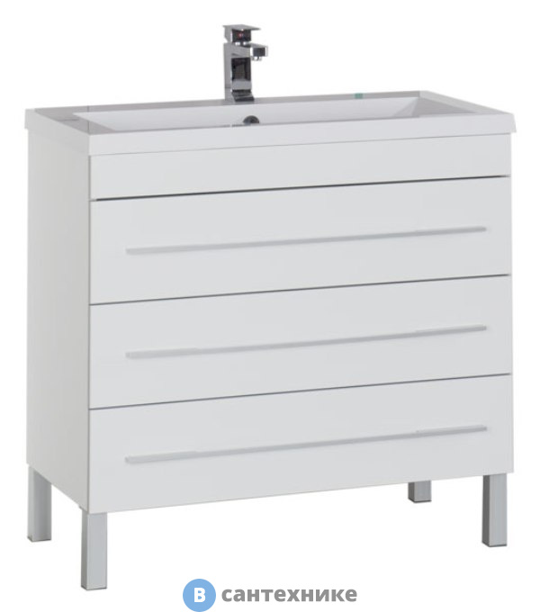 Тумба под раковину Aquanet Верона 90 напольная с 3-мя ящ. белый (178470)