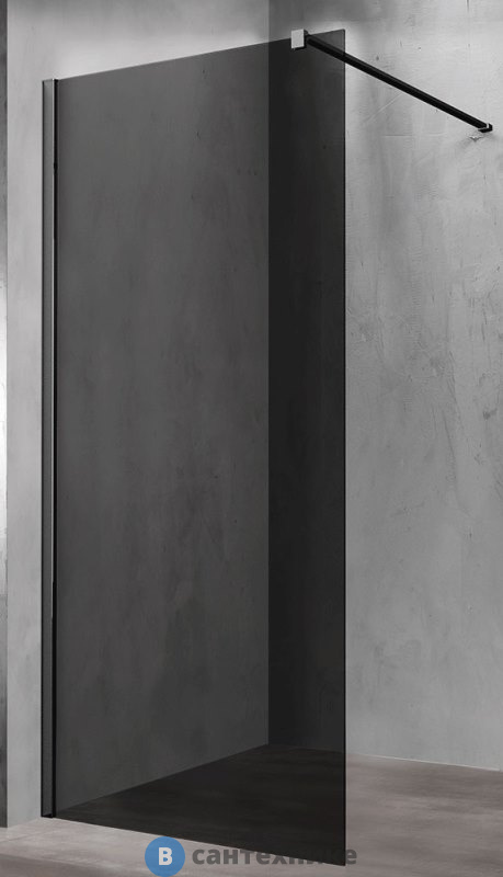 Душевая перегородка Vincea Walk-In VSW-1H110CGB, 1100*2000, черный, стекло тонированное