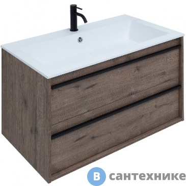 картинка Тумба под раковину Aquanet Lino 90 Дуб Веллингтон (253913)