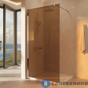 картинка Душевая перегородка Vincea Walk-In VSW-1H100GS, 1000*2000, хром, стекло янтарь