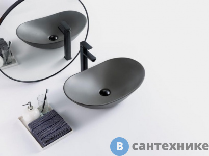 картинка Раковина BelBagno BB1404-H311 накладная керамическая, серая матовая 605x370x150