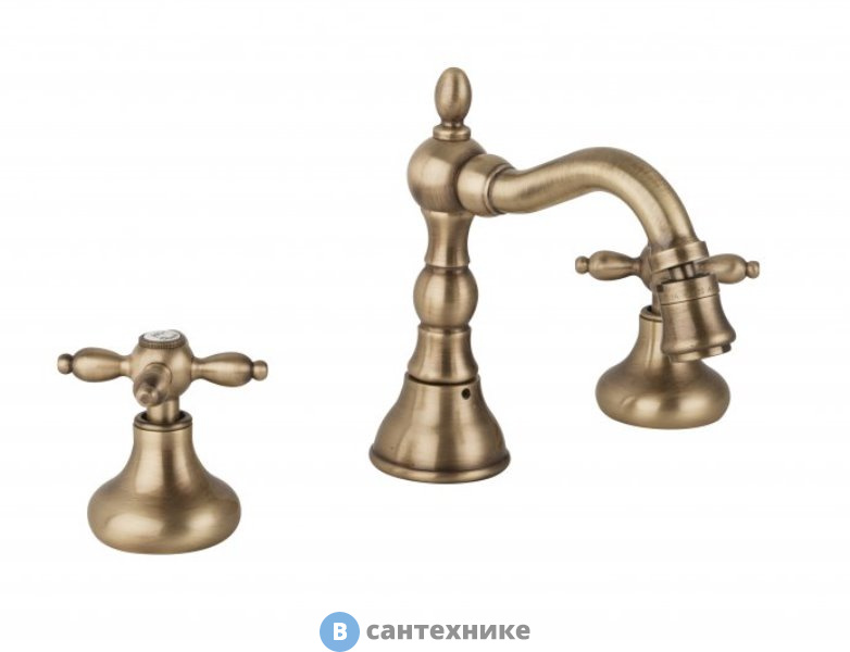 Смеситель Cezares ATLANTIS-NOSTALGIA-BBS2-02 для биде на три отверстия с донным клапаном, бронза