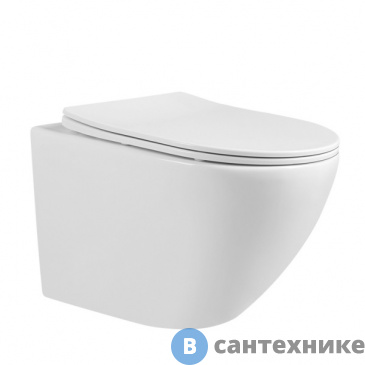 картинка Унитаз ABBER BEQUEM AC1100 подвесной белый, безободковый, с сиденьем микролифт