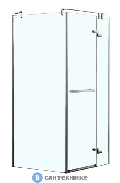 Душевое ограждение AZARIO MONTREAL 900*900*2000 без поддона, со стеклян полкой (распаш дверь) стекло проз 8 мм. профиль серебро (AZ-NWG1231-R)
