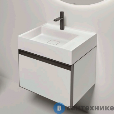 картинка Тумба под раковину Antonio Lupi Atelier GRAFFIO54 54х50хн37,5 см, с 1 ящиком с рамкой цвет Titanio, цвет боковин и фасада белый goffrato (GRFATI154 R3+ATF13750 B/g + ti)