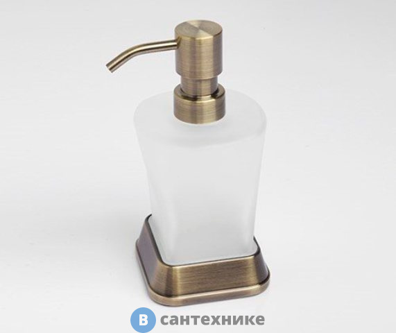 Дозатор для жидкого мыла WasserKRAFT Exter K-5599, 300 ml металл, матовое стекло, покрытие "светлая бронза"