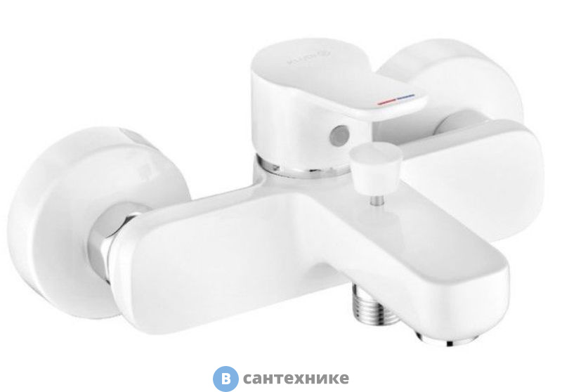 Однорычажный смеситель Kludi PURE&EASY 376819165 для ванны и душа, белый