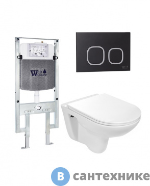 картинка Унитаз с инсталляцией WELTWASSER и кнопкой смыва (AMBERG 497 ST + BAARBACH 004 GL-WT + AMBERG RD-BL)