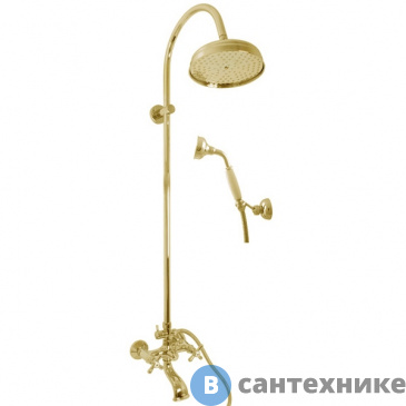 картинка Душевая стойка Slezak RAV MORAVA RETRO MK359.5/3Z для ванной с потолочным и ручным душем, золото