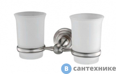 картинка Подстаканник двойной стеклянный WasserKRAFT Ammer K-7028D металл, покрытие "матовый хром", матовое стекло