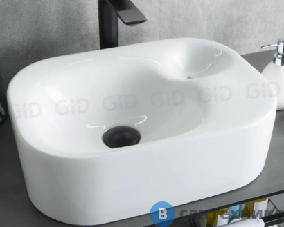 картинка Раковина накладная GID-ceramic N9266 белый (470х340х150)