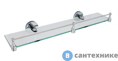 картинка Полка WasserKRAFT Rhein K-6244 стеклянная с бортиком металл, хромоникелевое покрытие, закаленное стекло