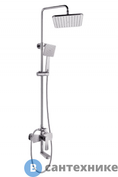 картинка Душевая стойка Cerutti BELLA СК-19C13, верхняя душевая лейка ABS, ручная душевая лейка, душевая штанга S/S, хром