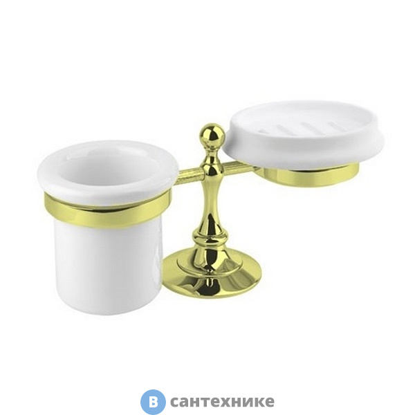 Стакан Cezares OLIMP-STT-03/24-M и мыльница настольные, золото