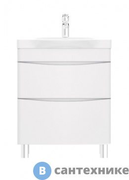картинка Тумба под раковину AM.PM Like M80FSX0652WG напольная, 65 см, 2 ящика, белый, глянцевая