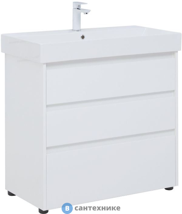 Тумба под раковину Aquanet Nova Lite 85 (SLIM SYNERGY) 3 ящ. бел. глянец (302475)