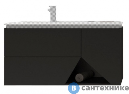 картинка Тумба под раковину Cezares Collection 1973 подвесная с двумя выдвижными ящиками и одной распашной дверцей, 55224 Grigio nuvola, 105x45,3x55